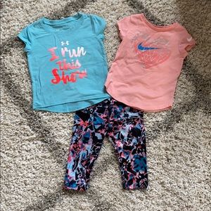 2T Girls Nike legging/short sleeve top set